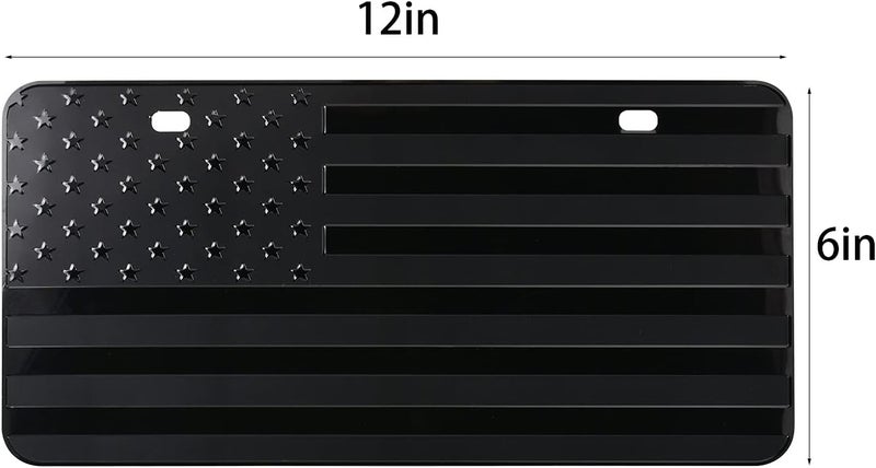 FlyChetah American Front Flag License Plate, Custom Novelty Vintage Aluminum Metal 3D Pfenk License Plate Tag Vanity Gift Patriotic Embossed License Plates 6 x 12 inch, Black - Image 5
